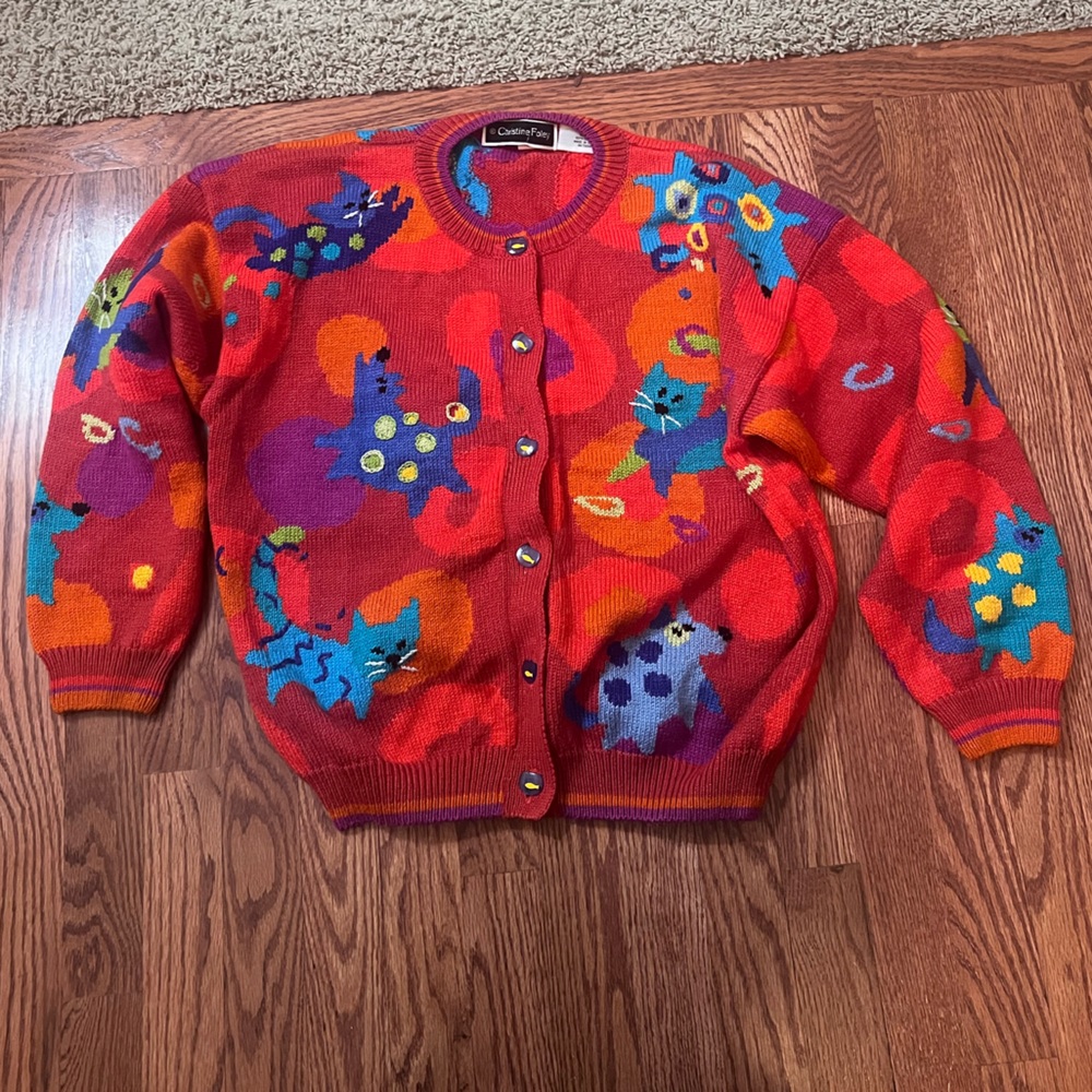 Vintage Christine Foley Cats and Dogs Sweater